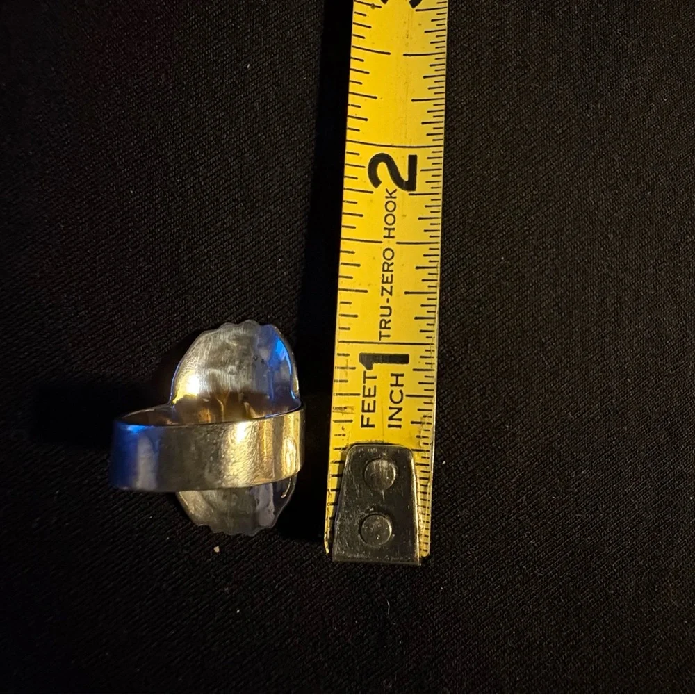 Navajo Signed Sterling Silver Abalone Inlay Set Seven Ring. Size 7 - Picture 7 of 7